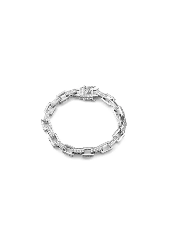 Boxy Pave Chain Bracelet-Silver