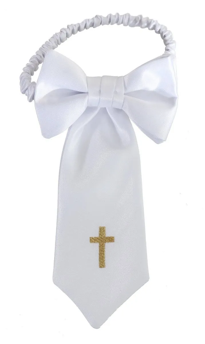 Boys First Holy Communion White Embroidered Religious Cross Armband