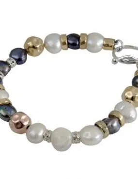 Bracelet for woman, Sterling silver 925 14 KT goldfilled and pearls