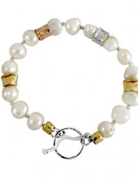 Bracelet for woman, Sterling silver 925 14 KT goldfilled and pearls