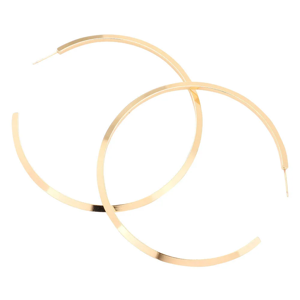 Brass Metal Hoop Earrings (2.8Inch)