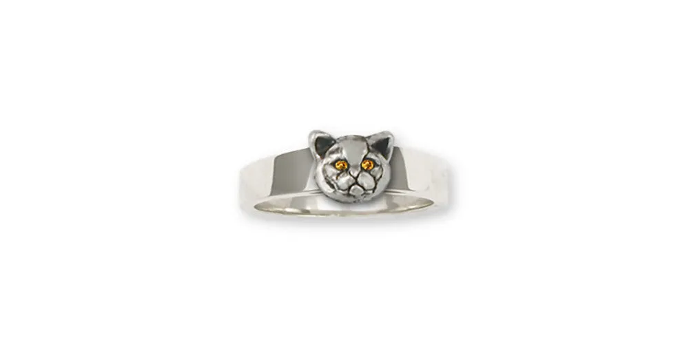 British Shorthair Ring Jewelry Sterling Silver Handmade Cat Ring BRS7-SR