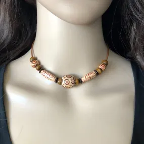 Brown Wood Beaded Choker