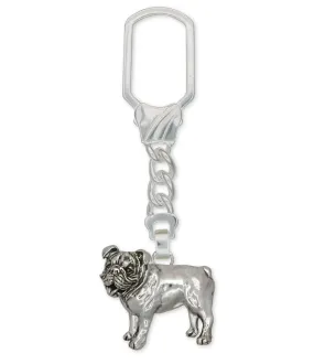 Bulldog Key Ring Jewelry Sterling Silver Handmade Dog Key Ring BD8-KRE