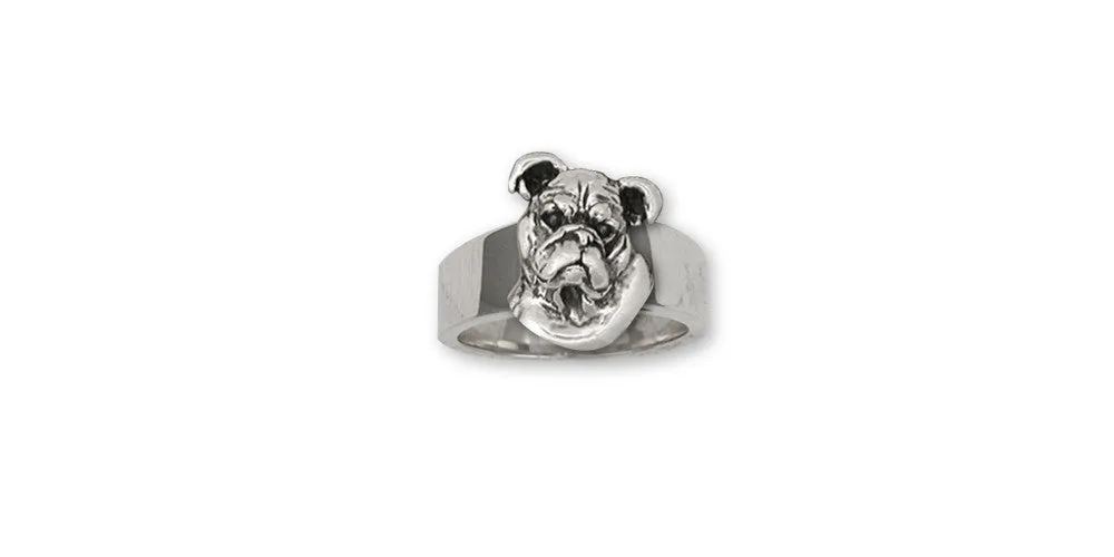 Bulldog Ring Jewelry Sterling Silver Handmade Dog Ring BD12-R