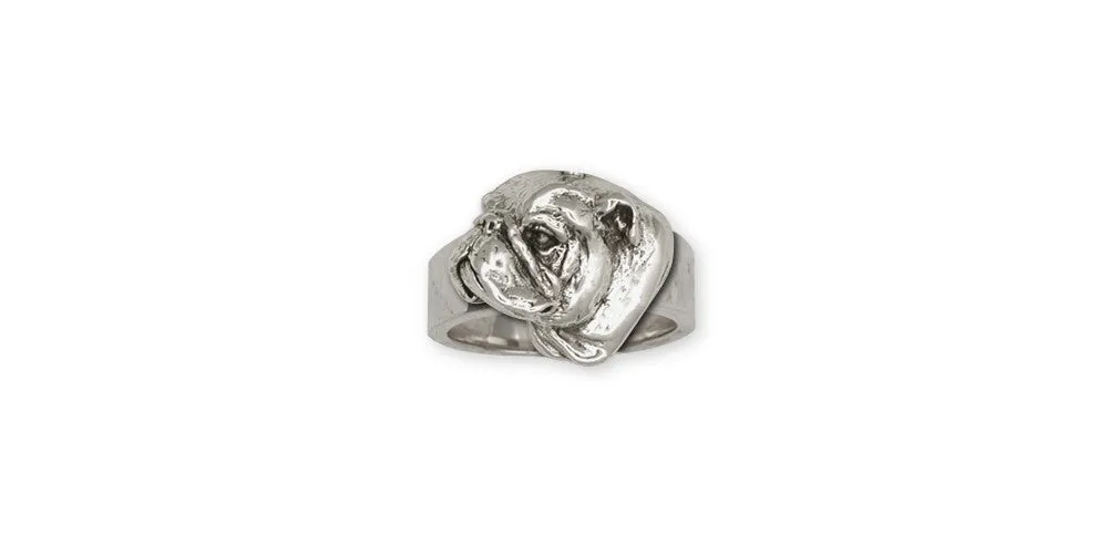 Bulldog Ring Jewelry Sterling Silver Handmade Dog Ring BD5H-R