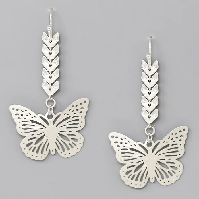 Butterfly Filigree Drop Earrings