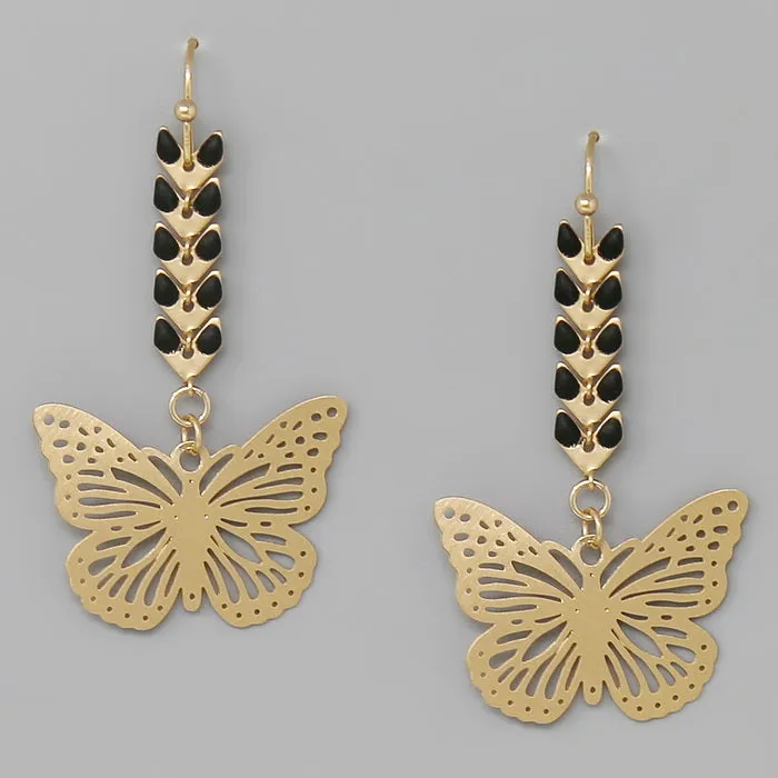 Butterfly Filigree Drop Earrings