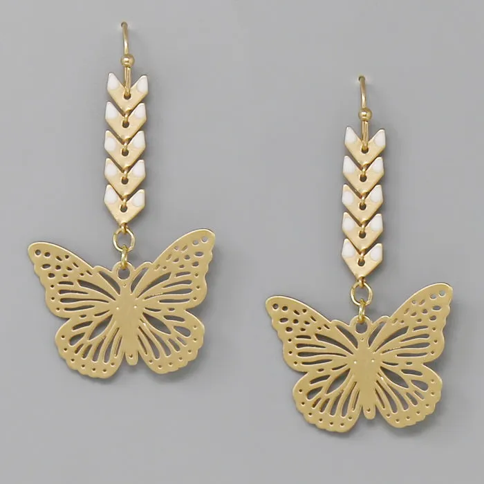 Butterfly Filigree Drop Earrings