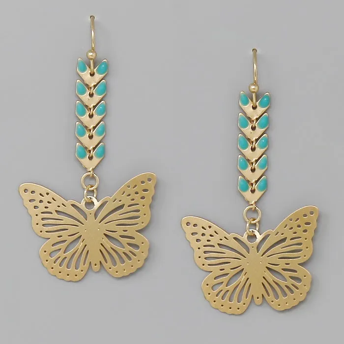 Butterfly Filigree Drop Earrings