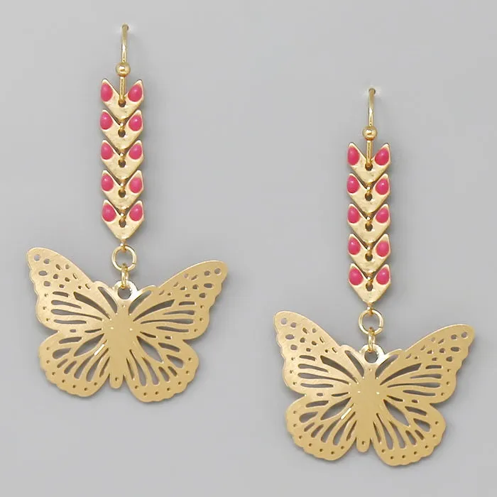 Butterfly Filigree Drop Earrings