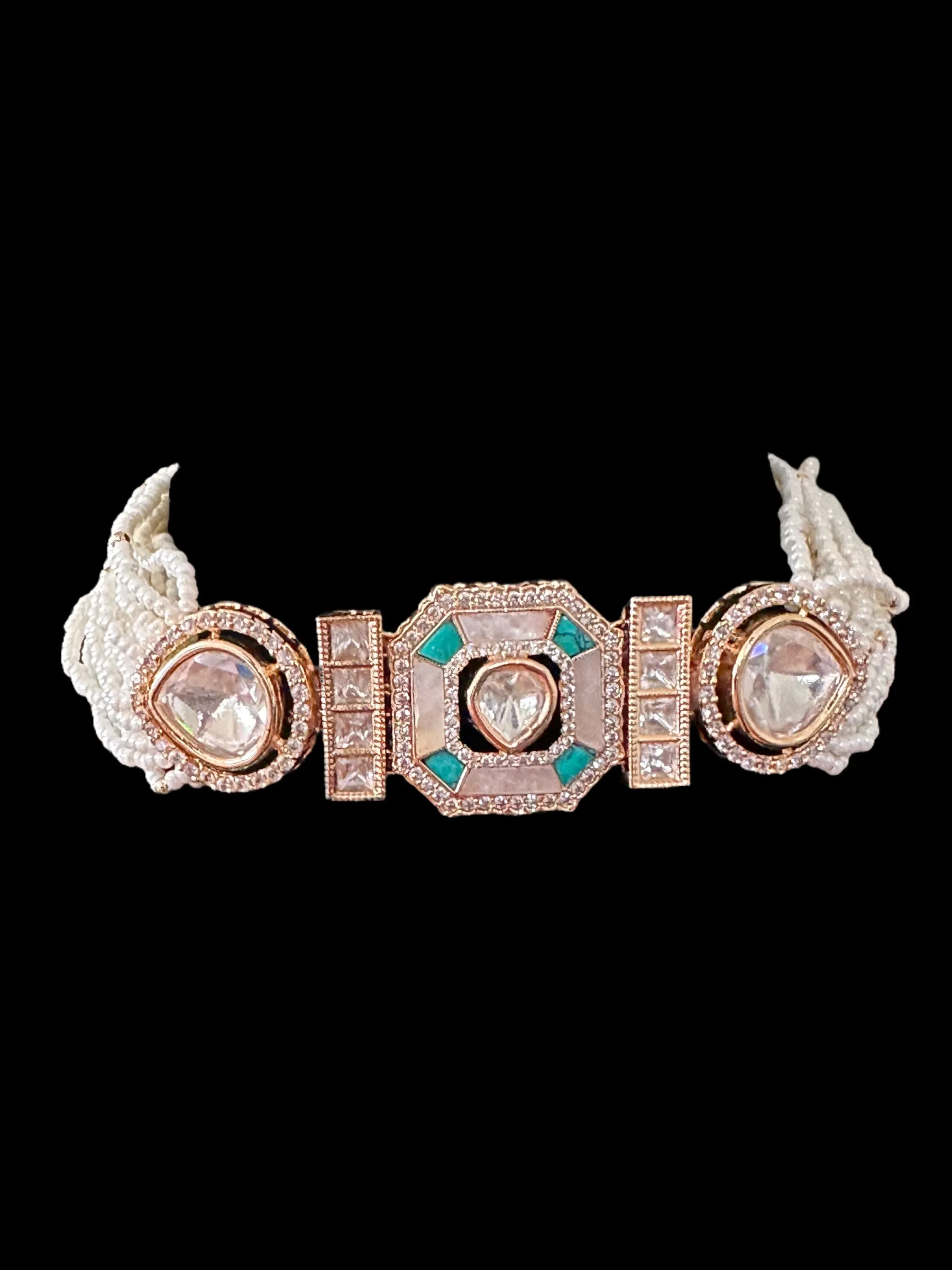 C246 Rose Gold plated choker with mother of pearl ( SHIPS IN 4 WEEKS )