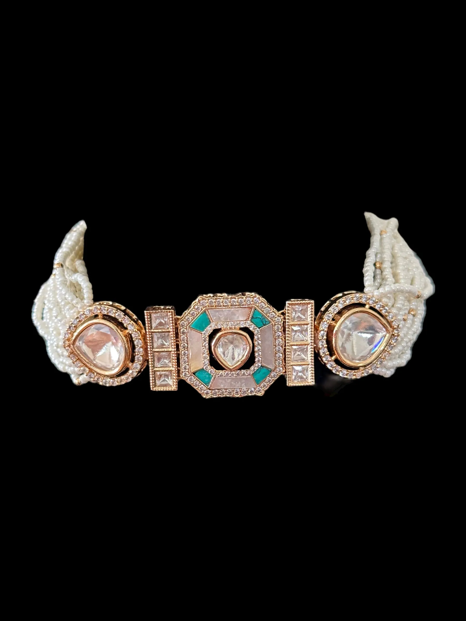 C246 Rose Gold plated choker with mother of pearl ( SHIPS IN 4 WEEKS )