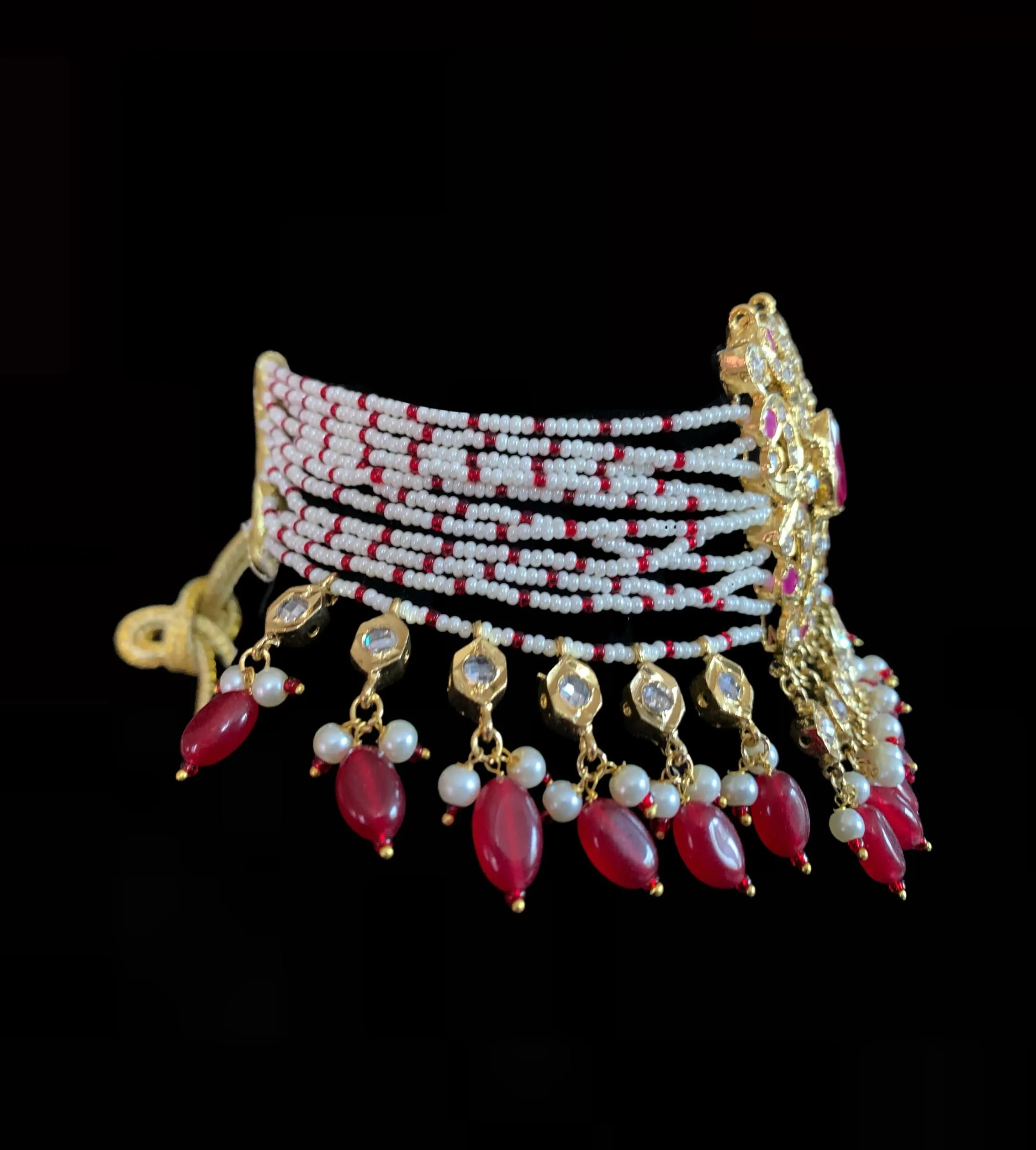 C35 Jahaan hyderabadi choker - ruby (READY TO SHIP )