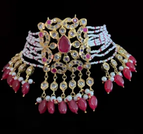 C35 Jahaan hyderabadi choker - ruby (READY TO SHIP )