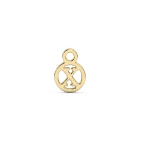 Circle Initial Charm - X | 10k Yellow Gold