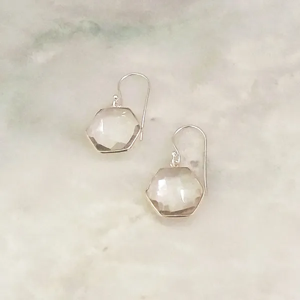 Clear Quartz Single Drop Hook Earrings