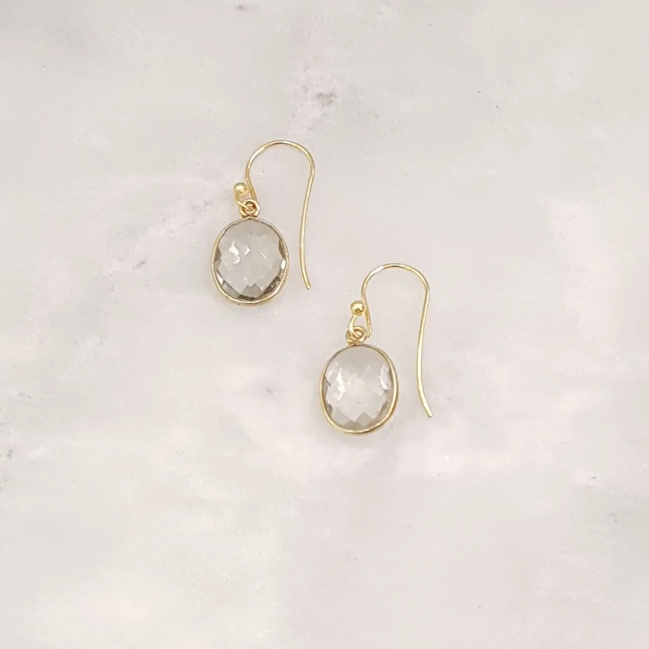 Clear Quartz Single Drop Hook Earrings