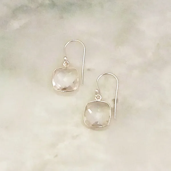 Clear Quartz Single Drop Hook Earrings