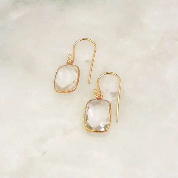 Clear Quartz Single Drop Hook Earrings