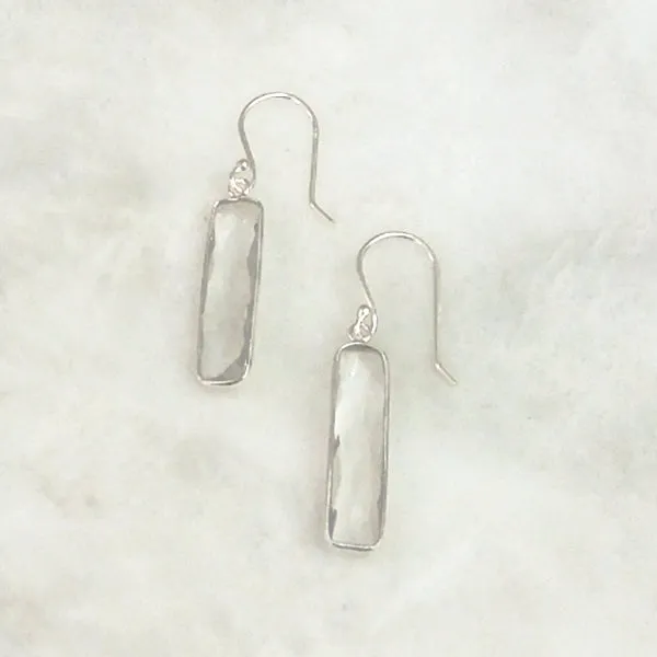 Clear Quartz Single Drop Hook Earrings