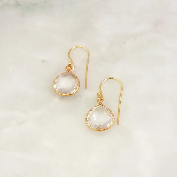 Clear Quartz Single Drop Hook Earrings