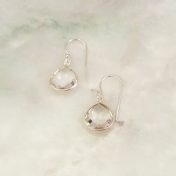 Clear Quartz Single Drop Hook Earrings