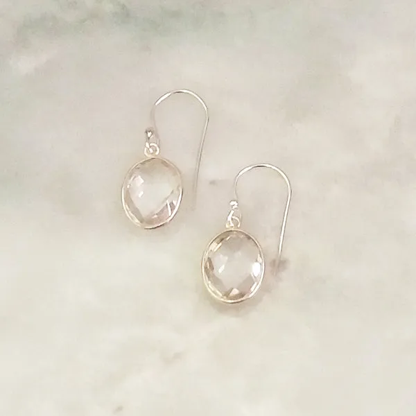 Clear Quartz Single Drop Hook Earrings