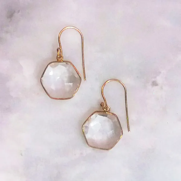 Clear Quartz Single Drop Hook Earrings