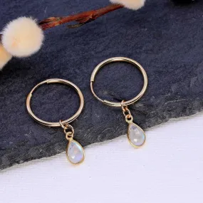 Cloud - Dainty Gold Moonstone Hoop Earrings