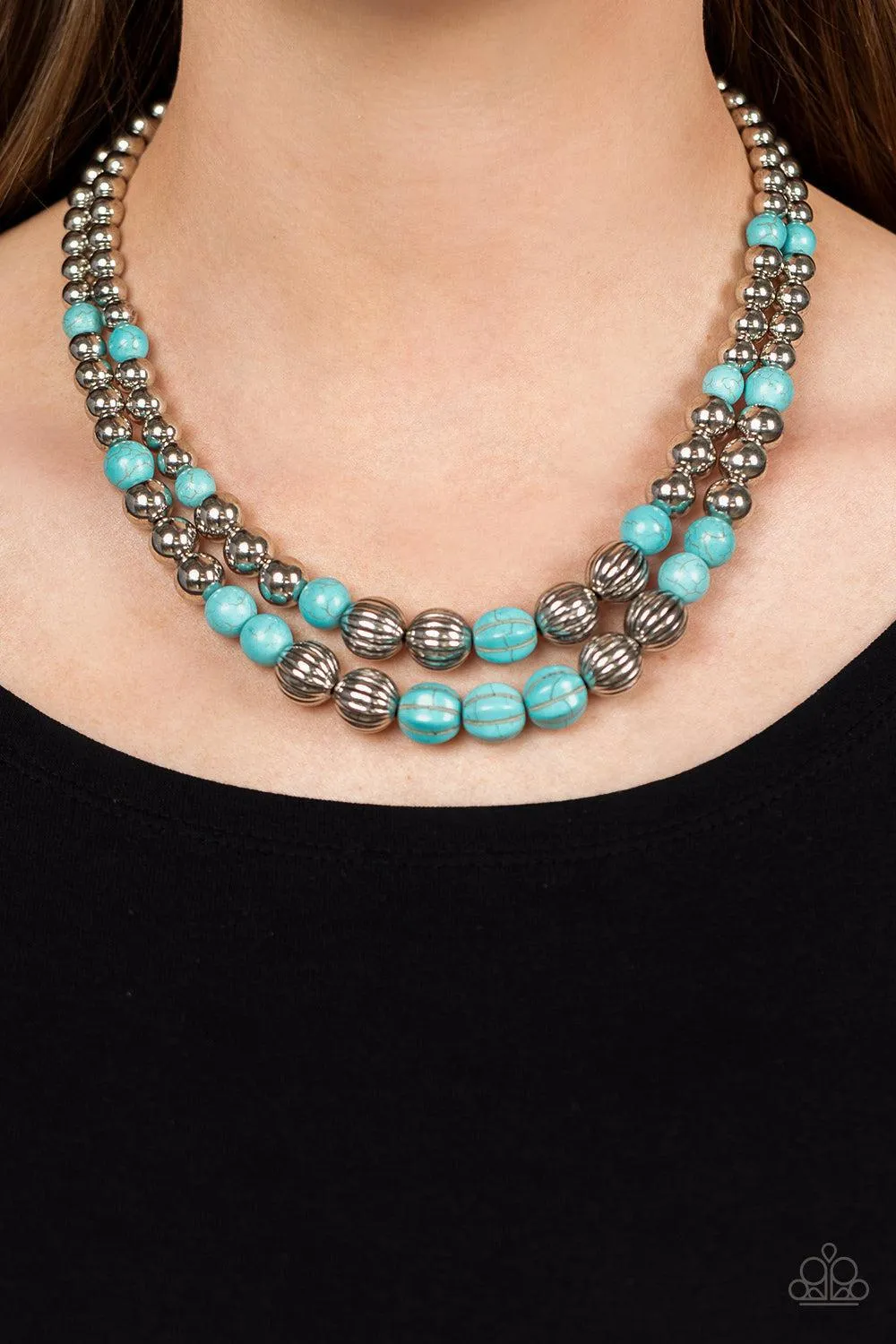 Country Road Trip Turquoise Blue Stone Necklace - Paparazzi Accessories