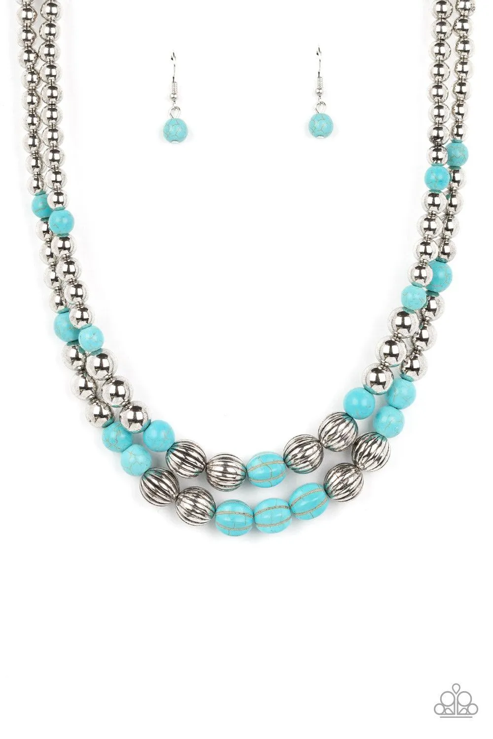 Country Road Trip Turquoise Blue Stone Necklace - Paparazzi Accessories