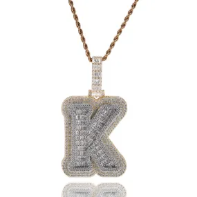 Custom Alphabet Initial Baguette Letter Pendant