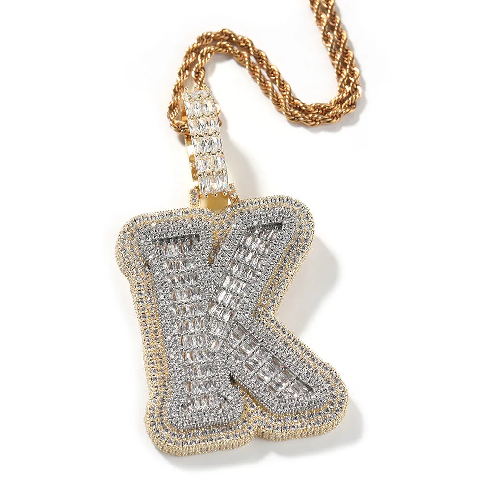 Custom Alphabet Initial Baguette Letter Pendant