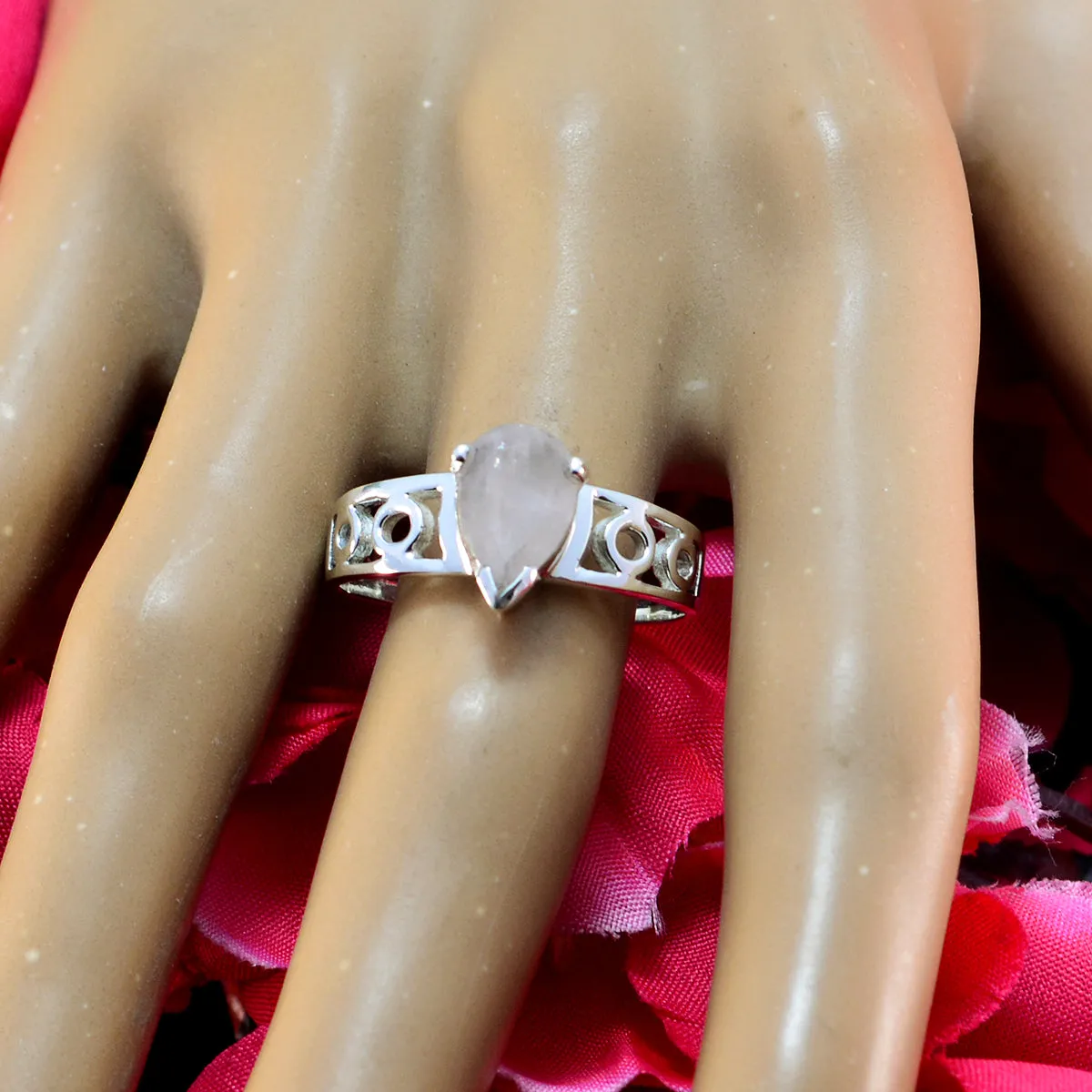 Cute Gem Rose Quartz 925 Sterling Silver Ring Jewelry Buyers Near Me