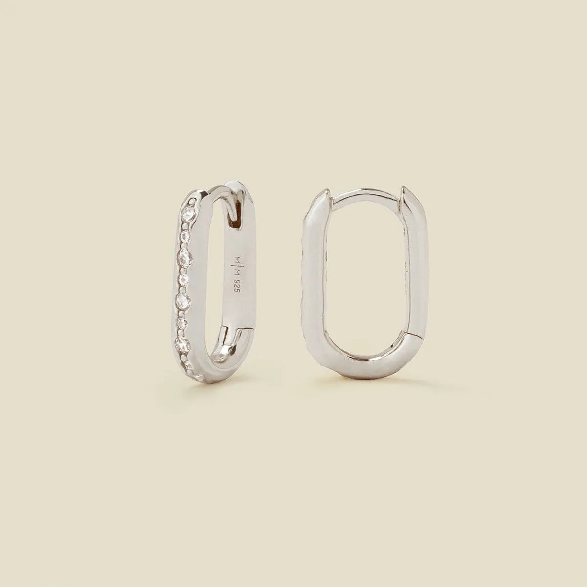 CZ Paperclip Hoop Earrings