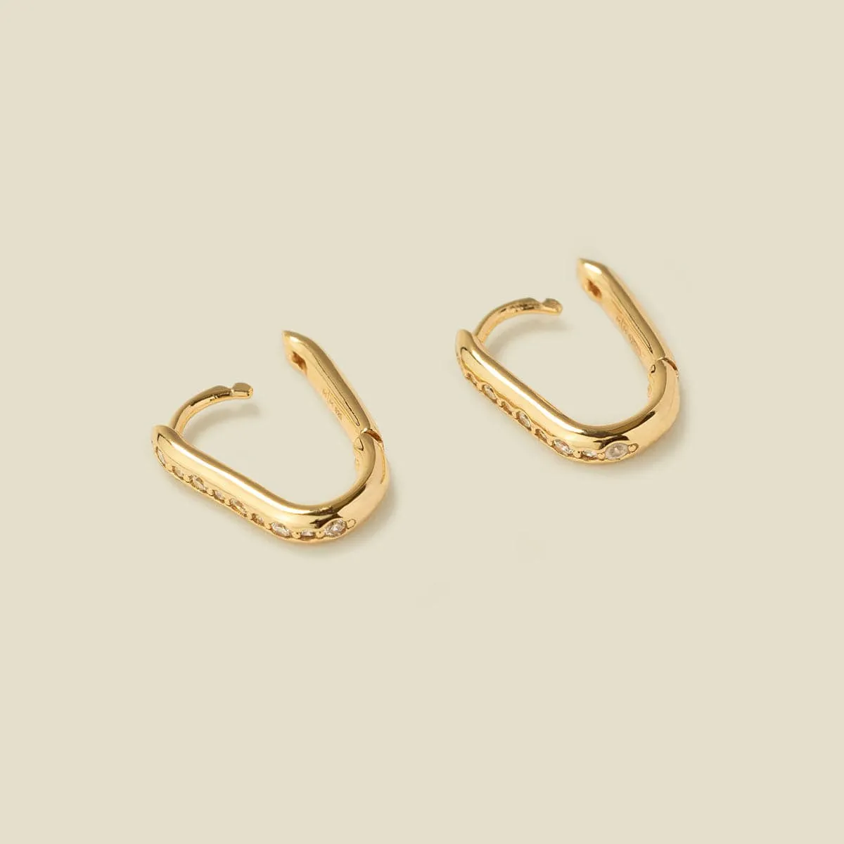 CZ Paperclip Hoop Earrings