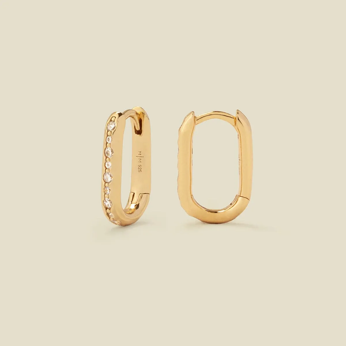 CZ Paperclip Hoop Earrings