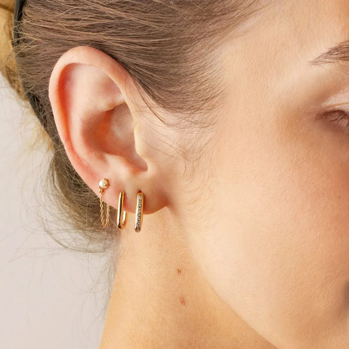 CZ Paperclip Hoop Earrings