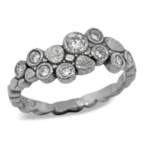 Dancing Diamonds Skinny Pebbles Ring in 14k white gold