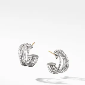 David Yurman Crossover Huggie Hoop Earrings with Diamonds