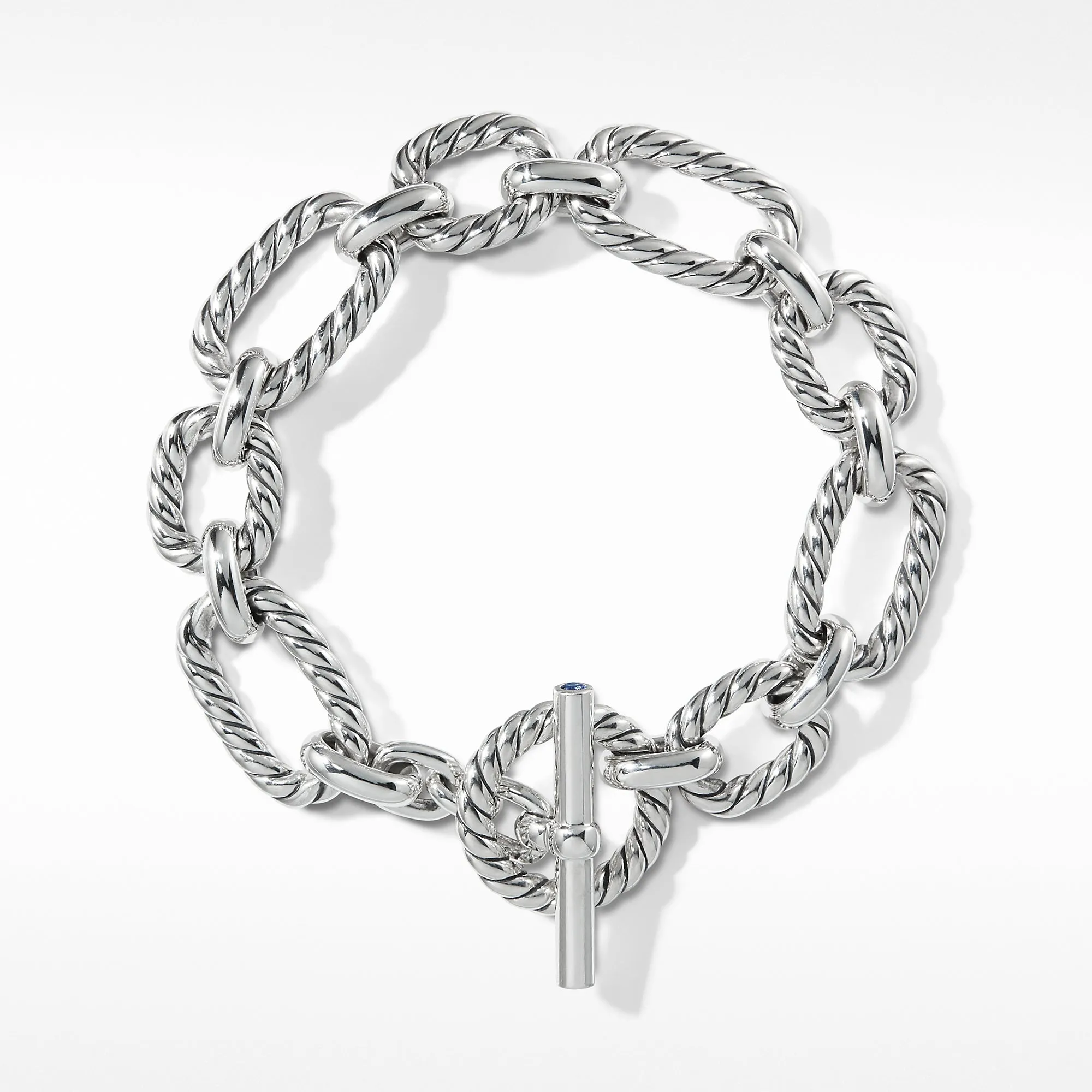 David Yurman Cushion Link Bracelet with Blue Sapphires, 12.5mm