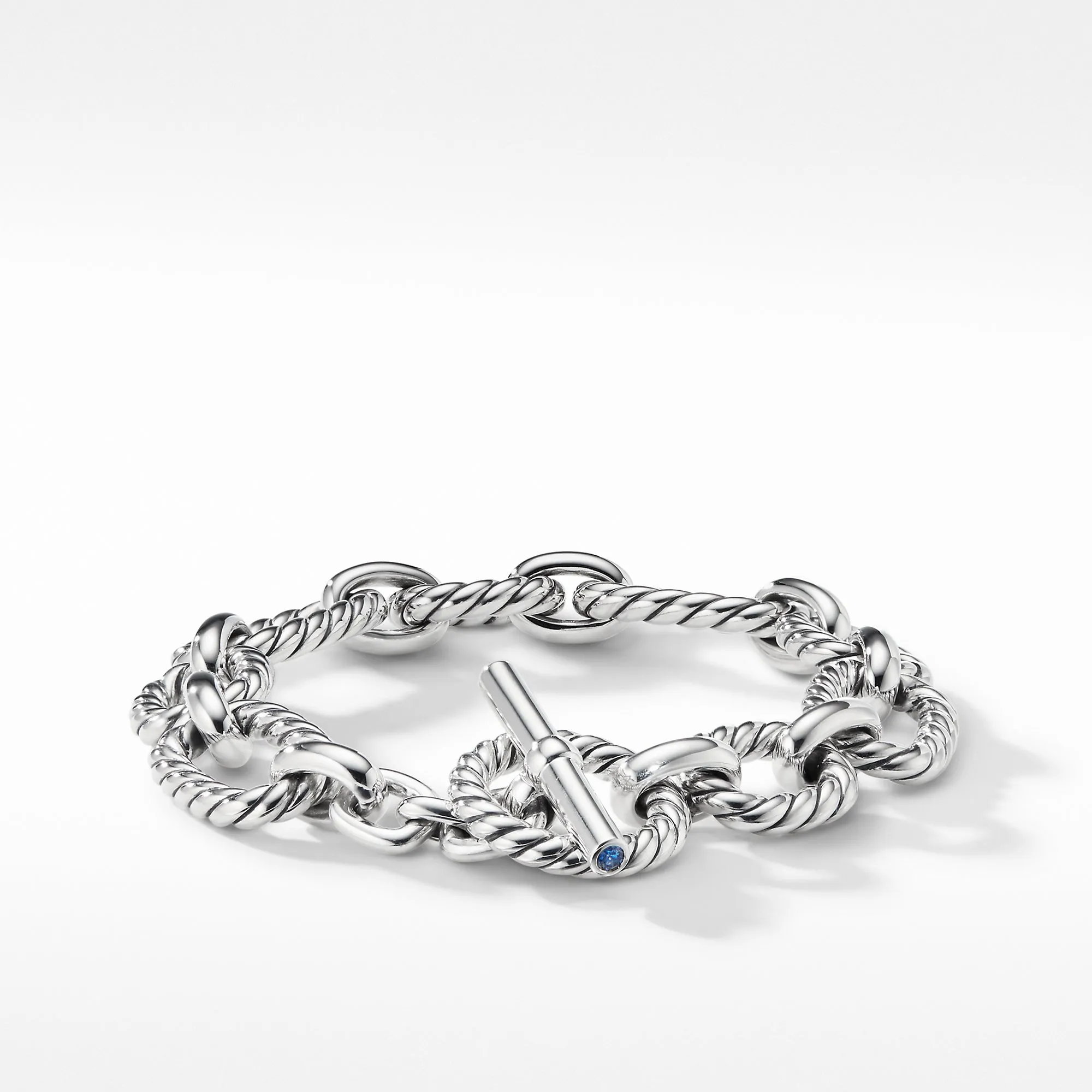 David Yurman Cushion Link Bracelet with Blue Sapphires, 12.5mm