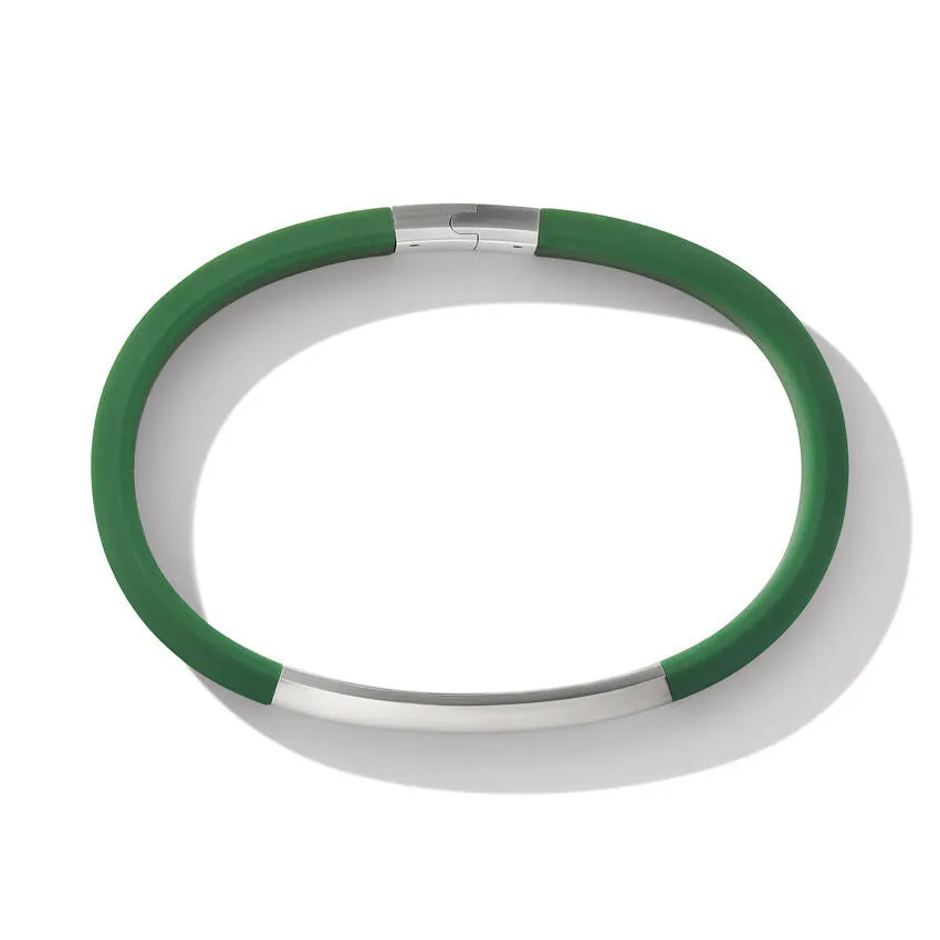 David Yurman Streamline ID Green Rubber Bracelet, 8MM