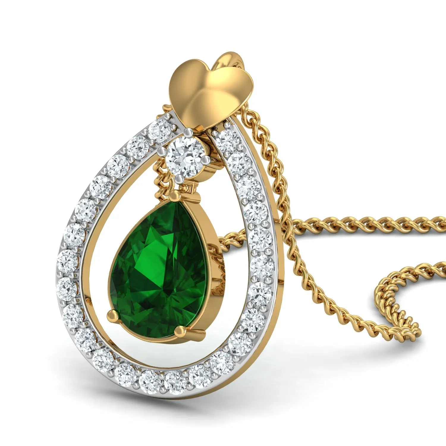 Diva green tear drop pendant (Gold Plated 925 Sterling Silver)