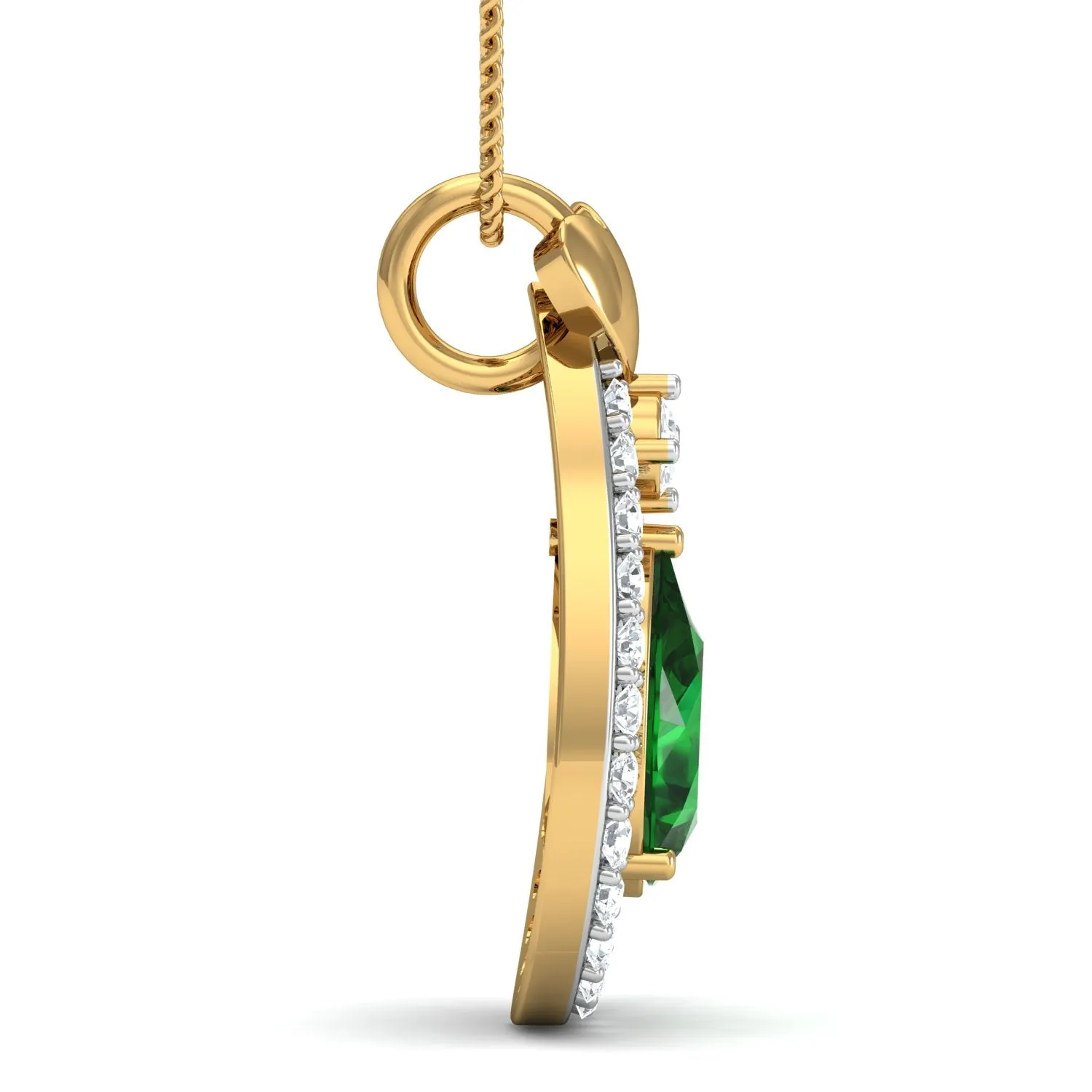 Diva green tear drop pendant (Gold Plated 925 Sterling Silver)