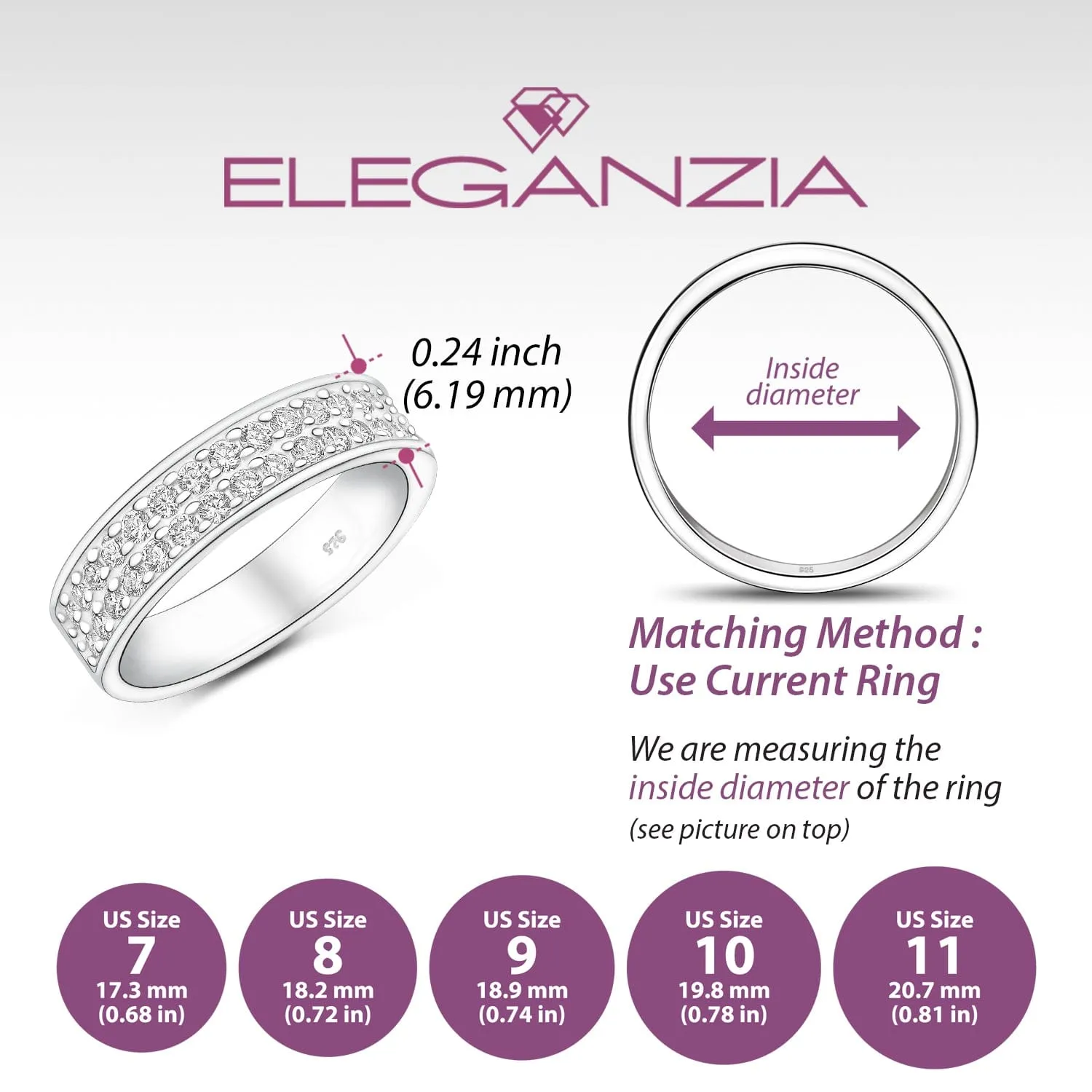 Double CZ Eternity Couple Engagement Rings for Him