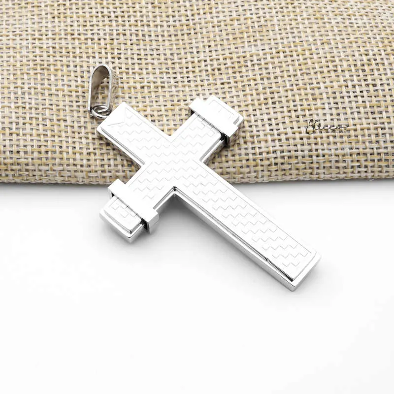 Double Layer Cross Pendant with Checkerboard Pattern