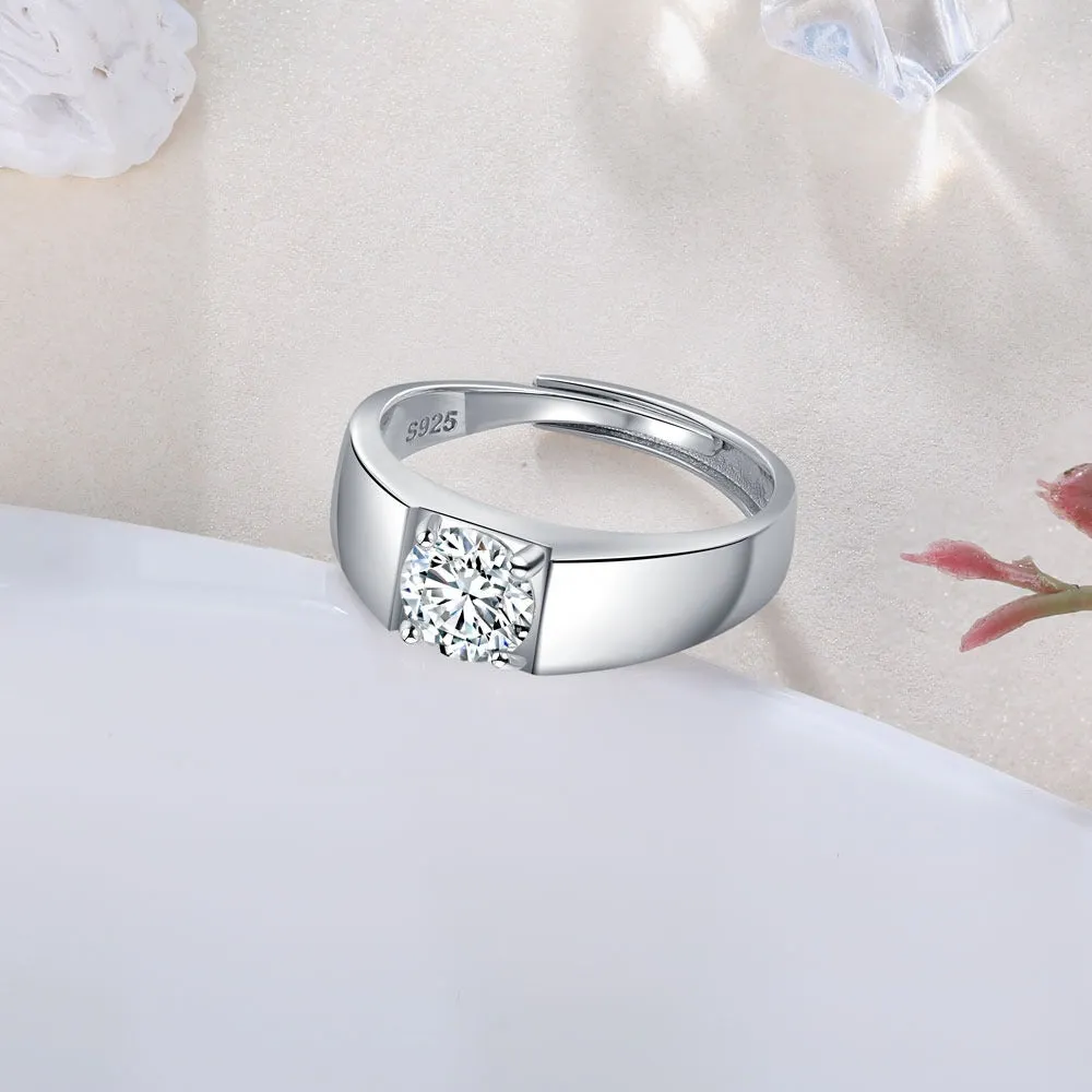 Elegant Sterling Silver Wide Wedding Ring