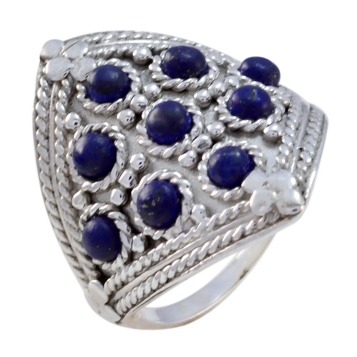 Enticing Gem Lapis Lazuli 925 Silver Ring Stainless Steel Jewelry